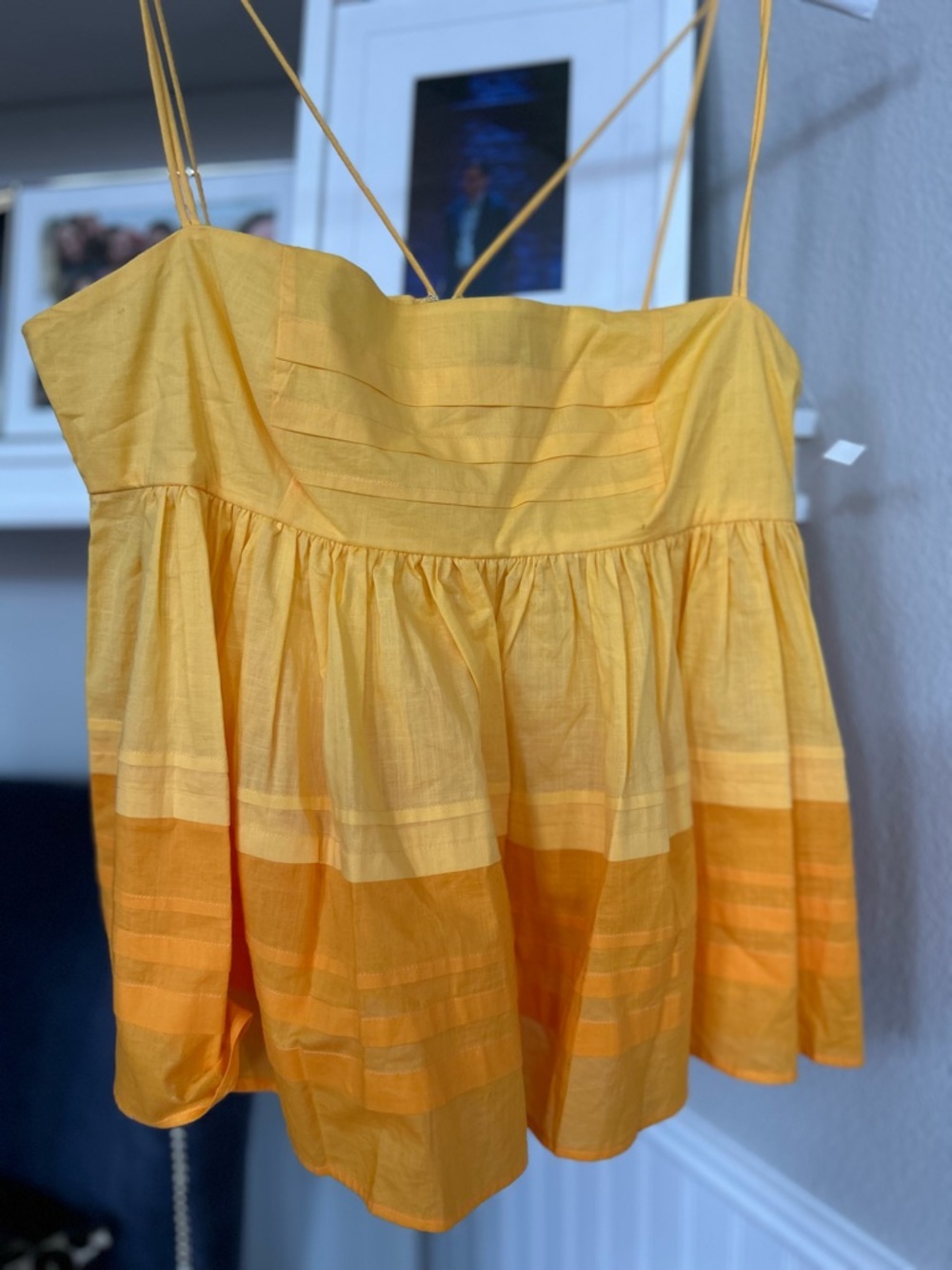 STAUD Bright Yellow Spaghetti Strap Tiered Top - Picture 4 of 6